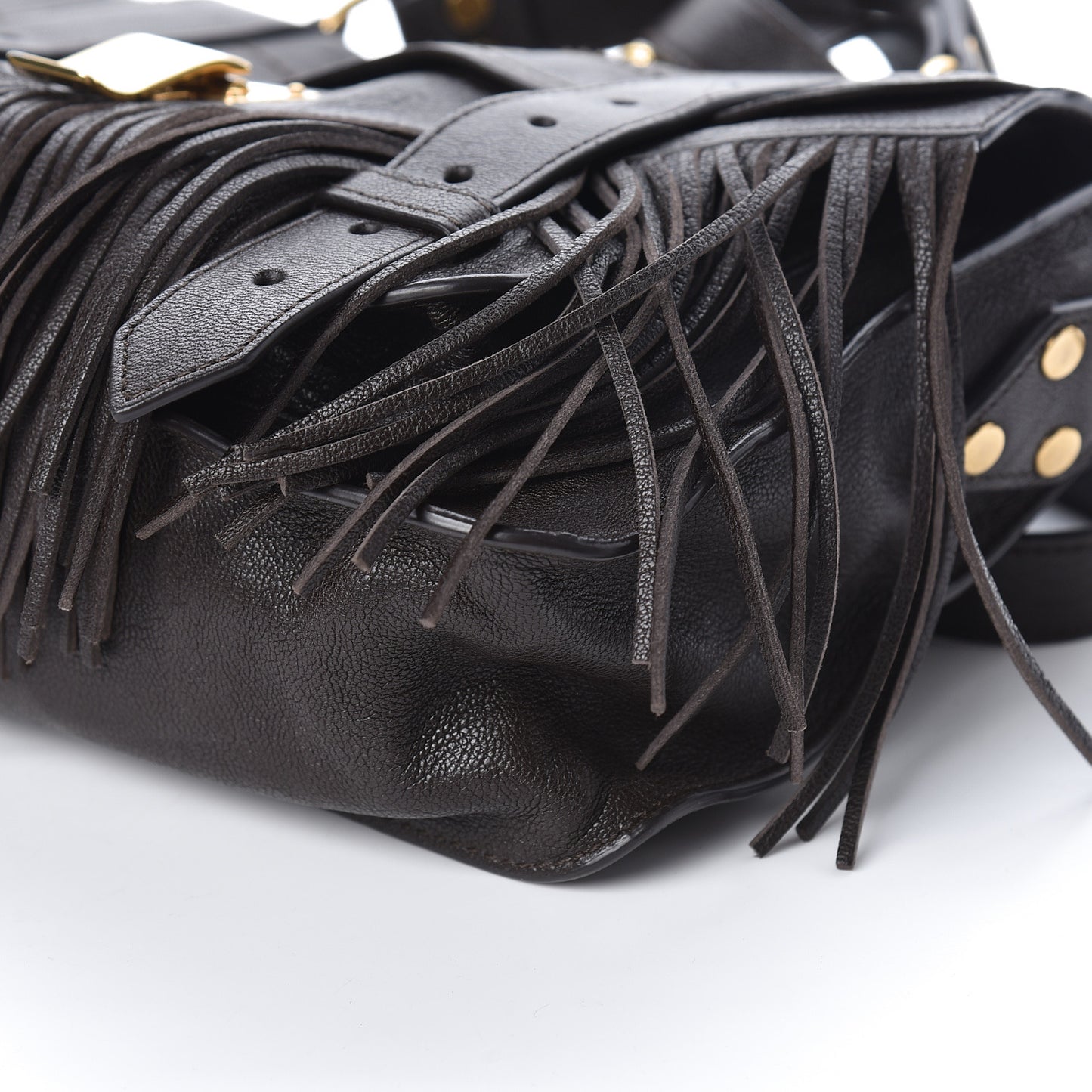 Lambskin Tiny Fringe Lux PS1 Satchel Dark Chocolate
