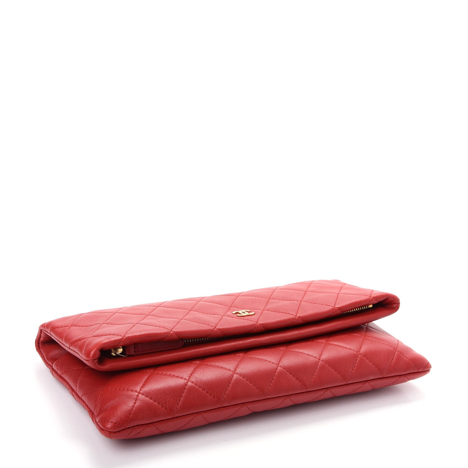 Chanel Lambskin Quilted CC Beauty Clutch Red 4 of 8