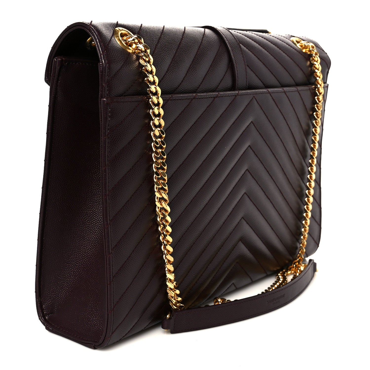 Saint Laurent Grain De Poudre Matelasse Chevron Large Monogram Satchel Amaranto 3 of 11