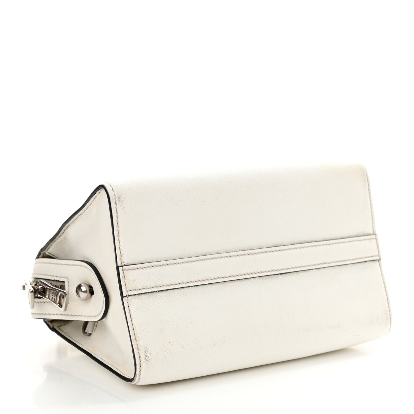 Saffiano Cuir Calfskin Mini Monochrome Top Handle Tote White