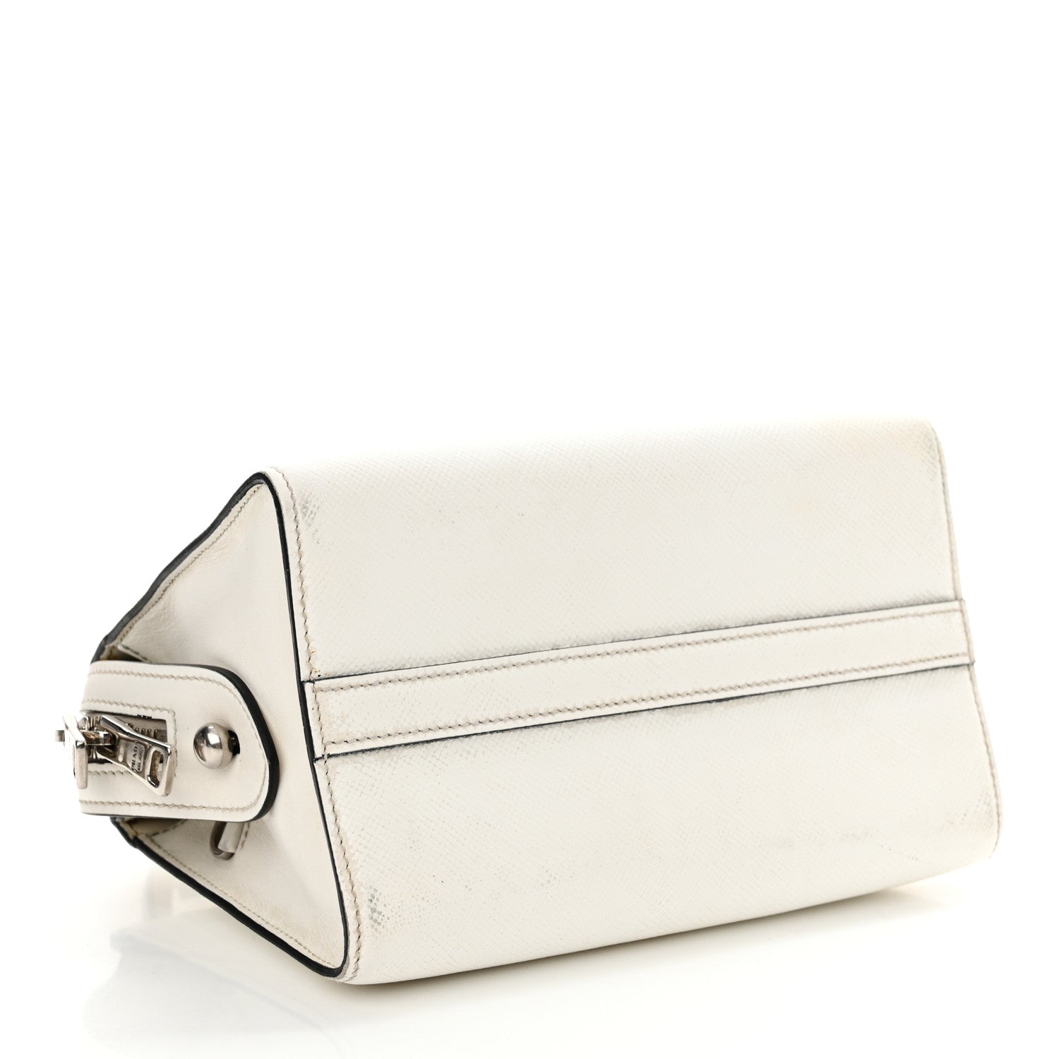 Prada Saffiano Cuir Calfskin Mini Monochrome Top Handle Tote White 4 of 20