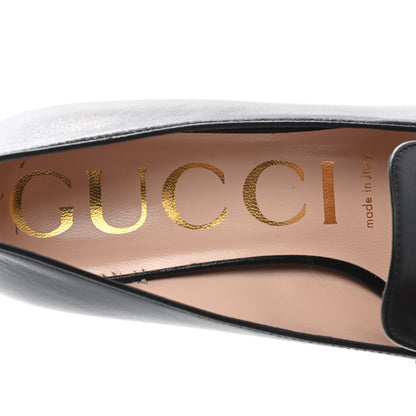 Gucci Malaga Kid Sylvie Web Chain Mid Heel Loafers 35.5 Black 7 of 14