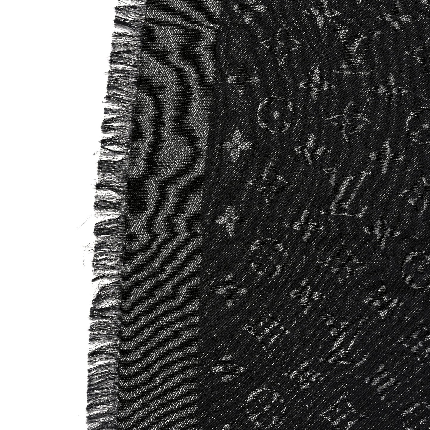 Silk Lurex Wool Monogram Shine Shawl Black