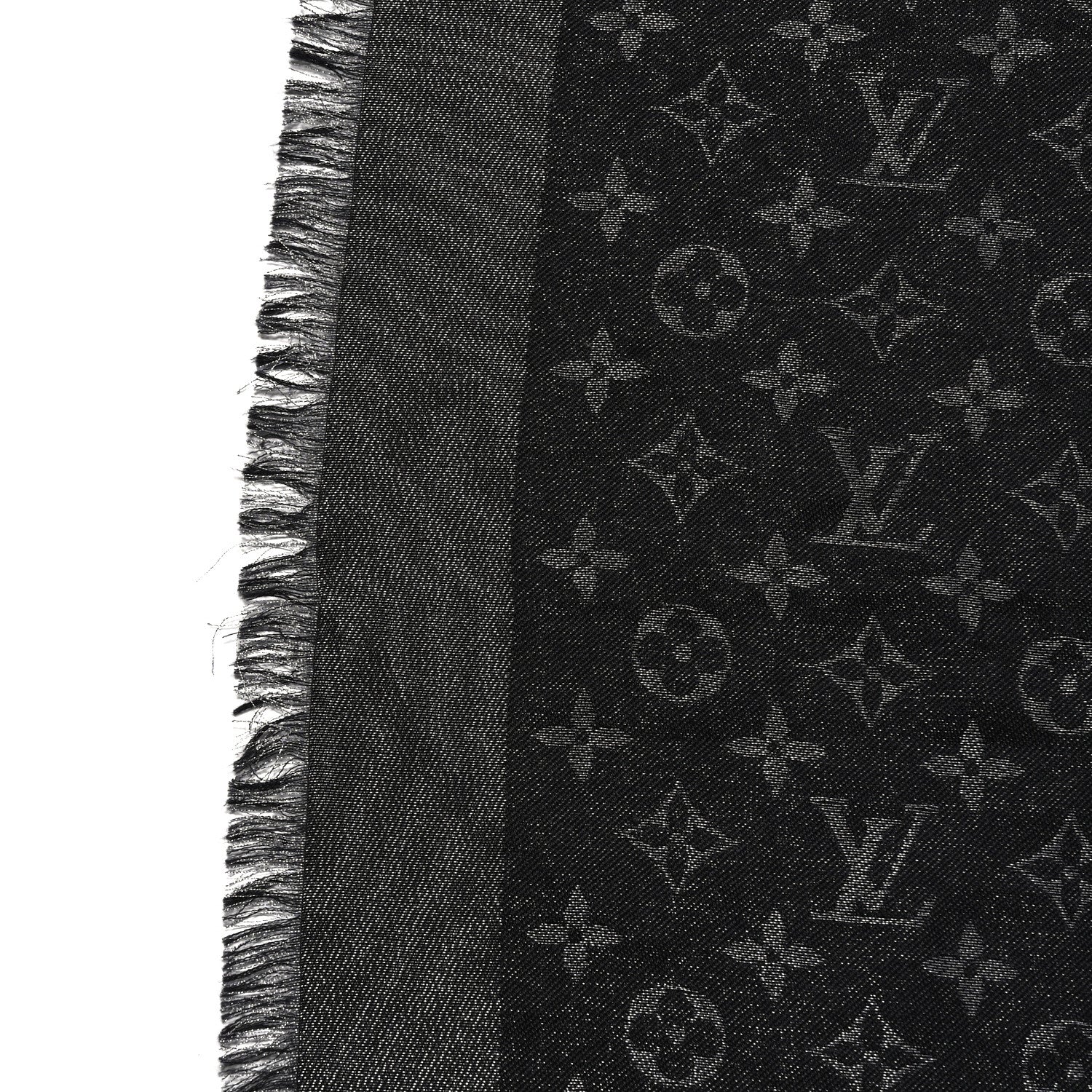 Louis Vuitton Silk Lurex Wool Monogram Shine Shawl Black 7 of 8