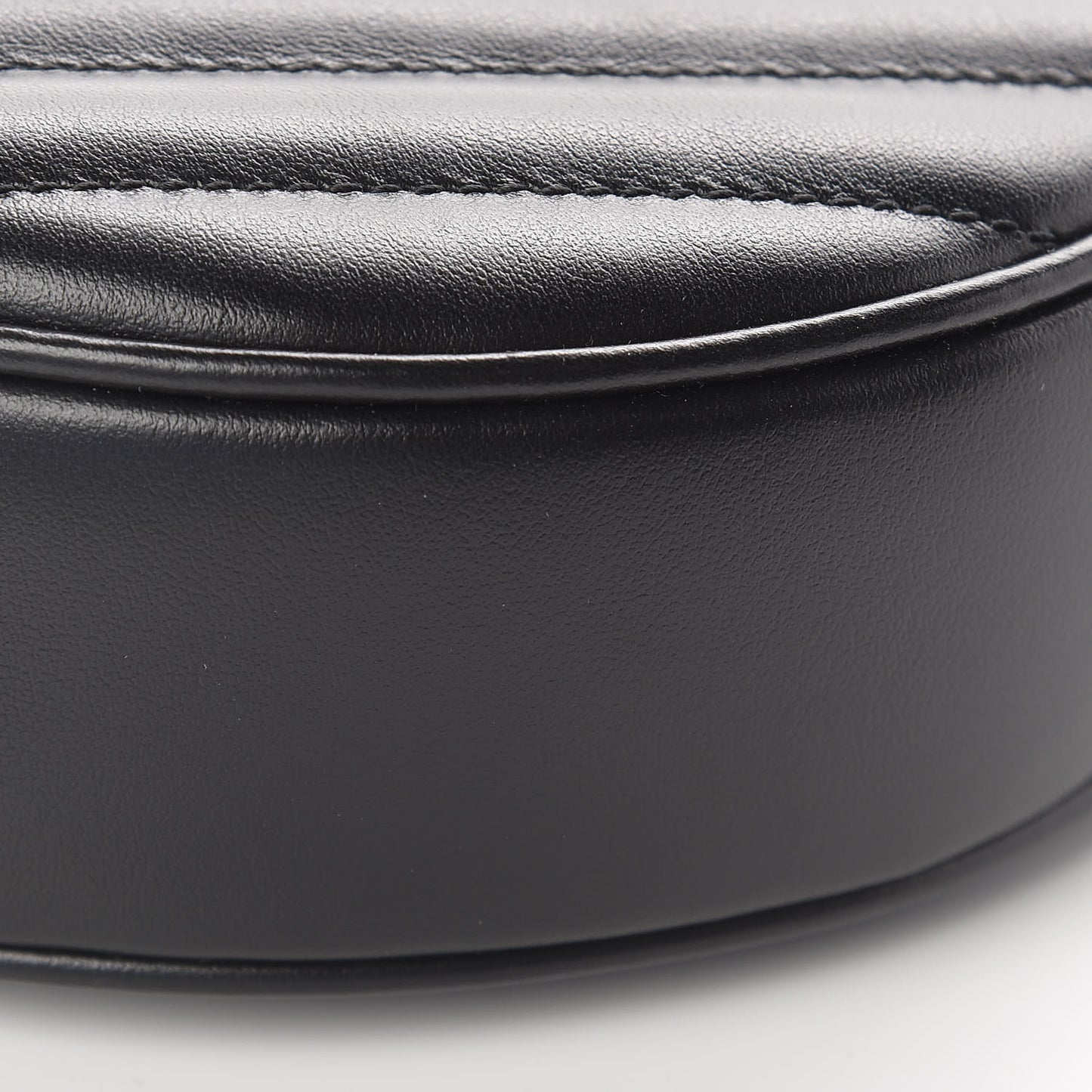 Calfskin Matelasse Chevron Round Vinyle Camera Bag Black
