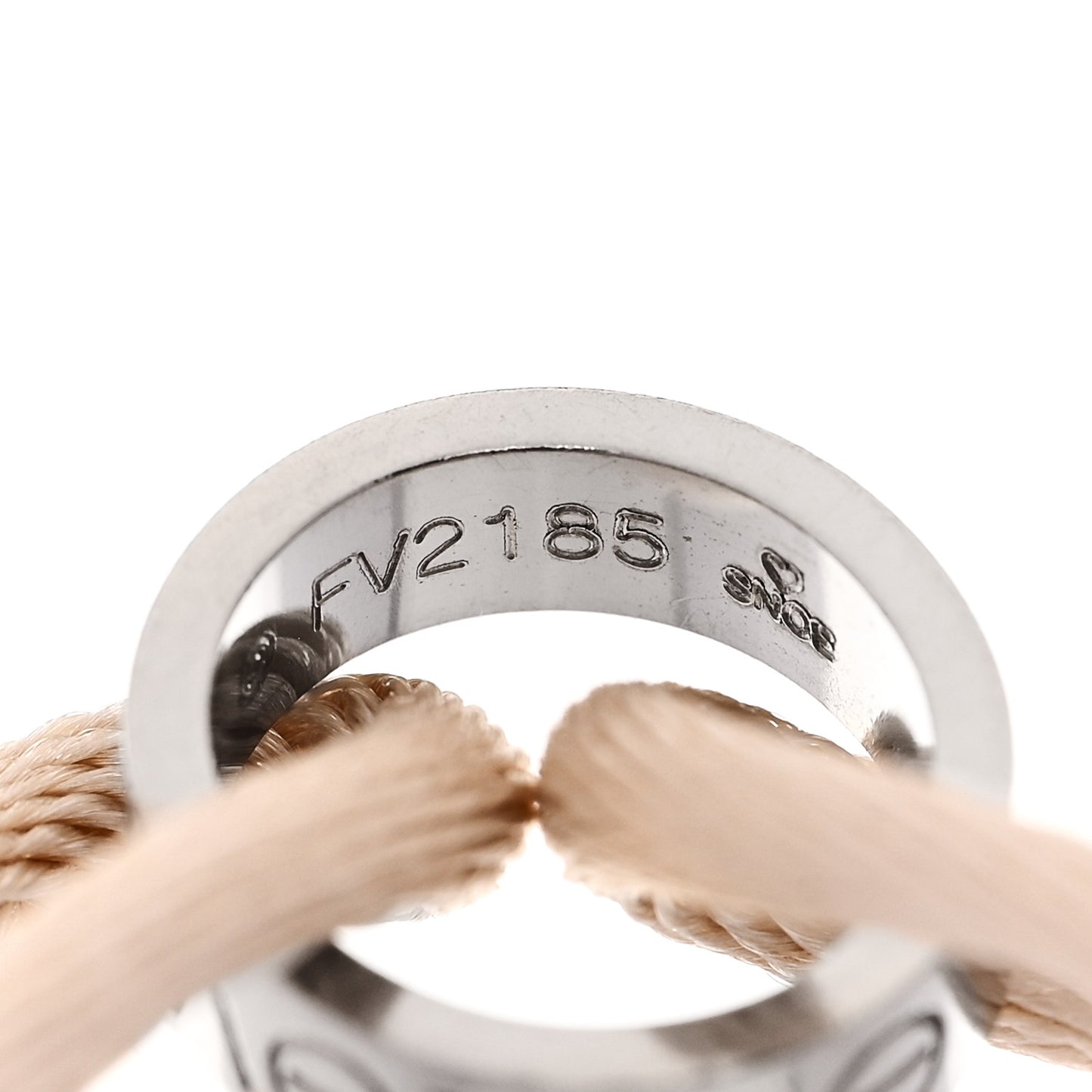 18K White Gold Charity LOVE Adjustable Cord Bracelet Beige
