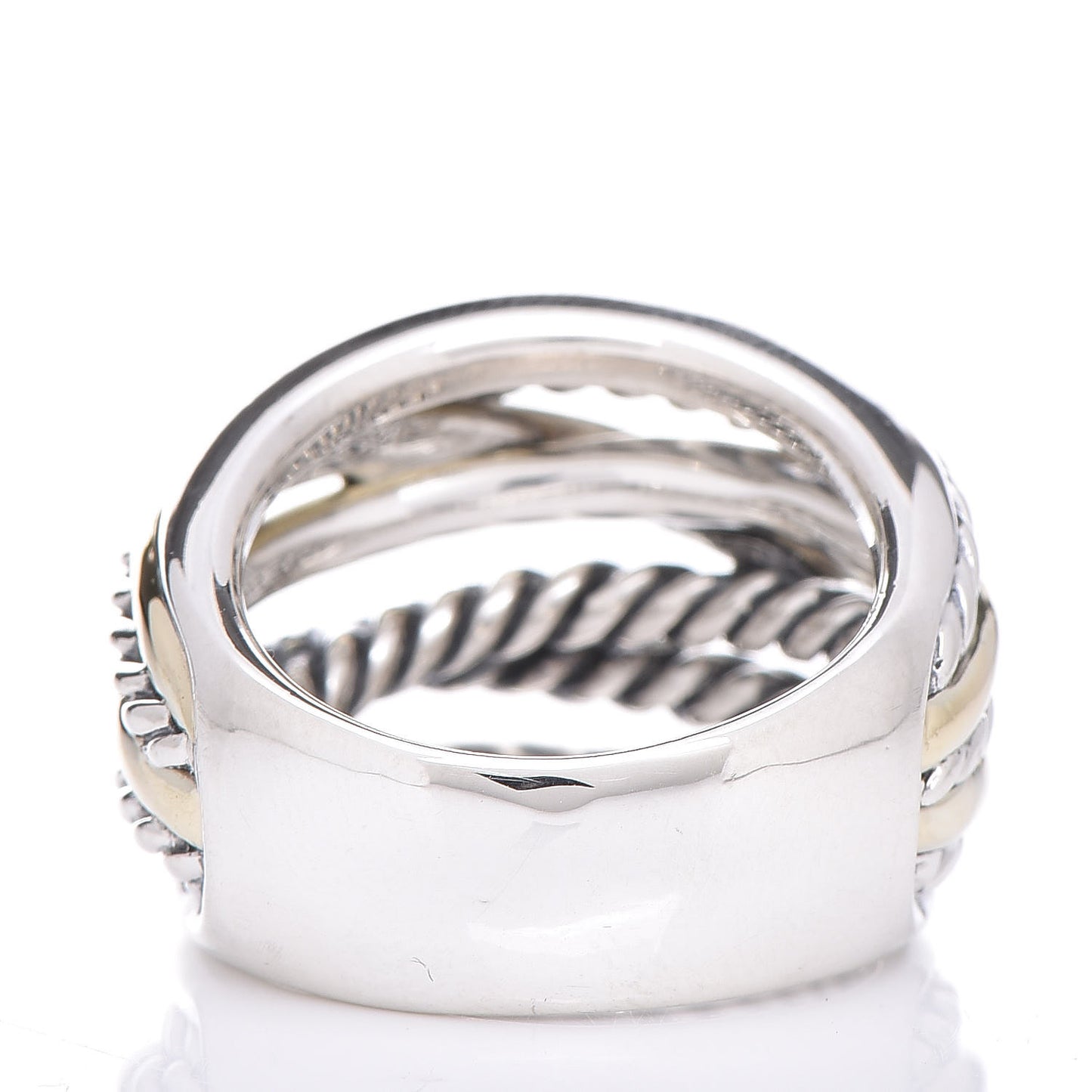 Sterling Silver 14K Yellow Gold Wide Crossover Ring 54 6.75