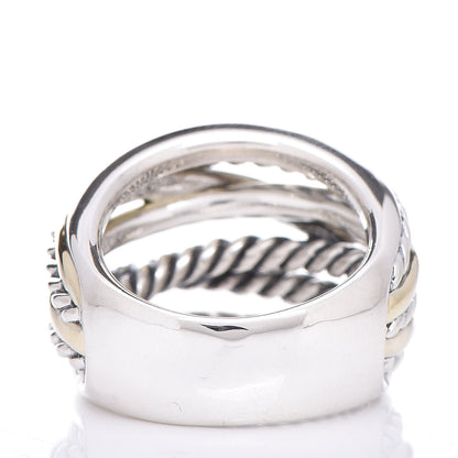 David Yurman Sterling Silver 14K Yellow Gold Wide Crossover Ring 54 6.75 4 of 5