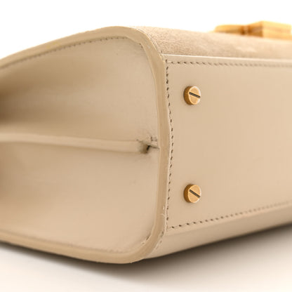 Saint Laurent Kid Suede Smooth Calfskin Mini Classic Monogram Cassandra Top Handle Sea Salt 9 of 13
