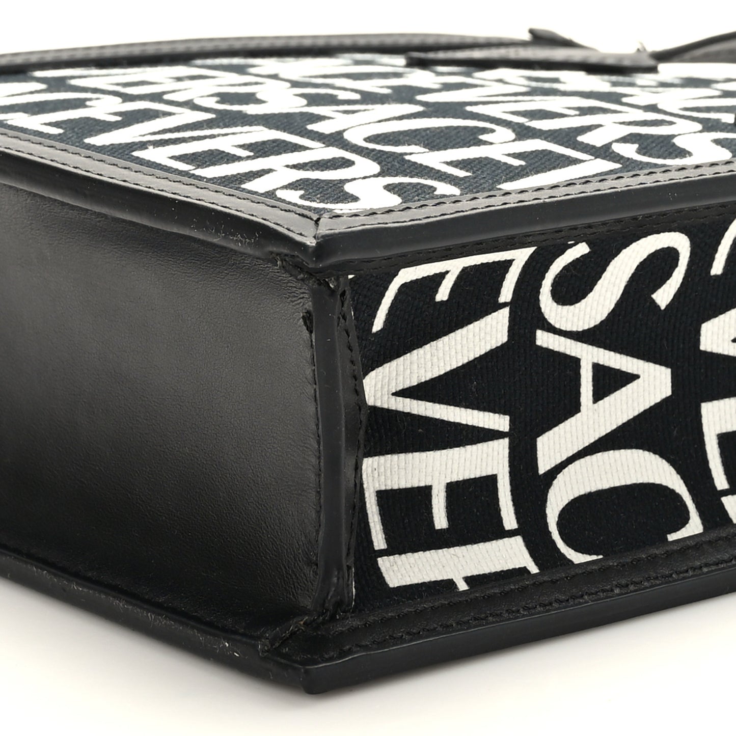 Canvas Jacquard Mini Allover Logo Tote Black White
