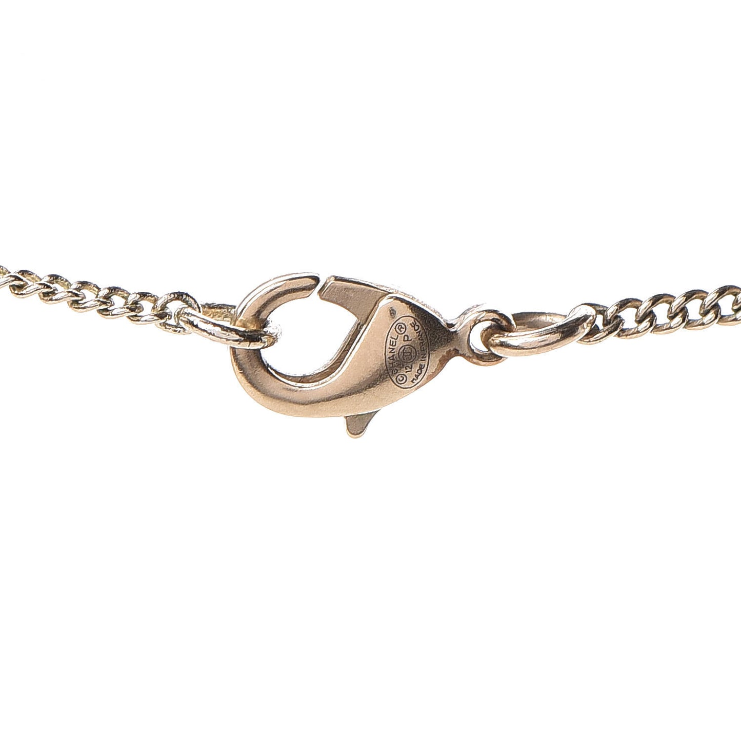 Crystal Pearl CC Drop Pendant Necklace Gold