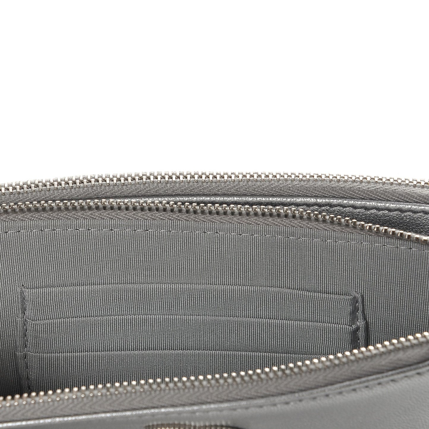 Metallic Sheepskin Chevron Quilted Small Clutch With Chain Silver