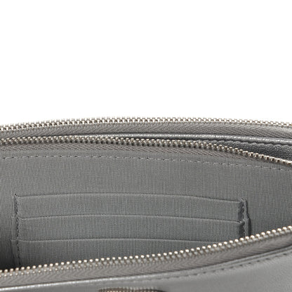 Chanel Metallic Sheepskin Chevron Quilted Small Clutch With Chain Silver 9 of 10