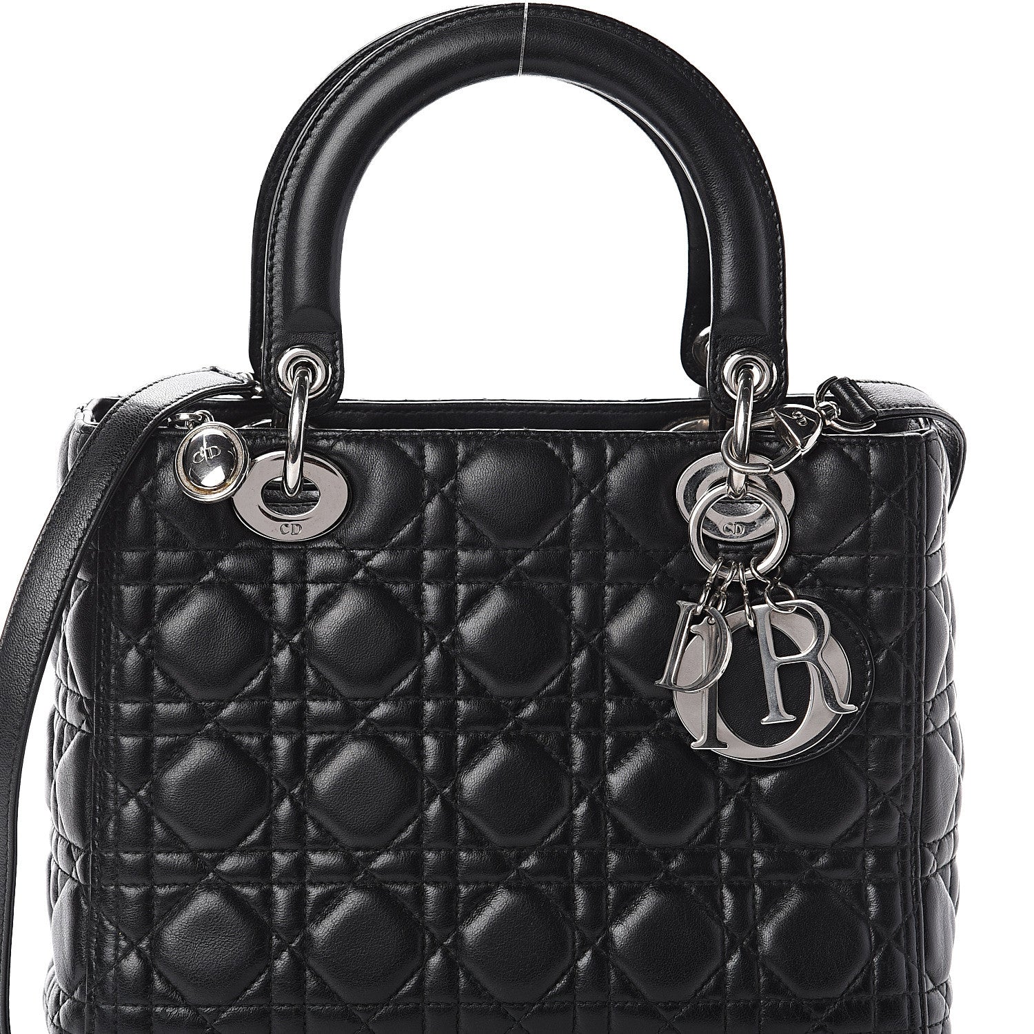 Christian Dior Lambskin Cannage Medium Lady Dior Black 6 of 8