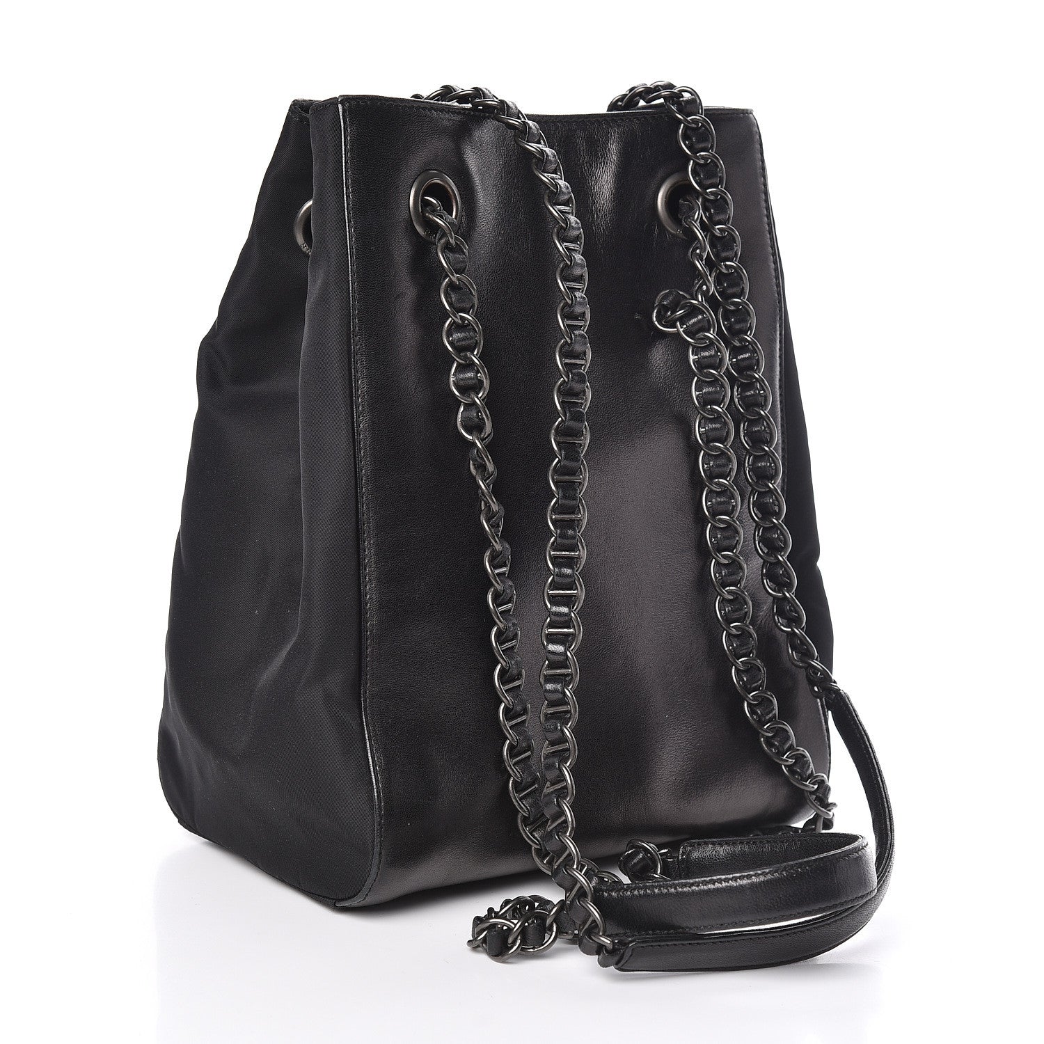 Prada Nappa Tessuto Nylon Chain Bag Black 3 of 10
