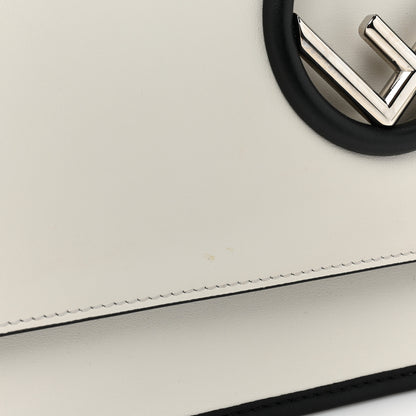 Fendi Vitello Century Alcantara F is Fendi Bi-Color Kan I Shoulder Bag White Black 10 of 10