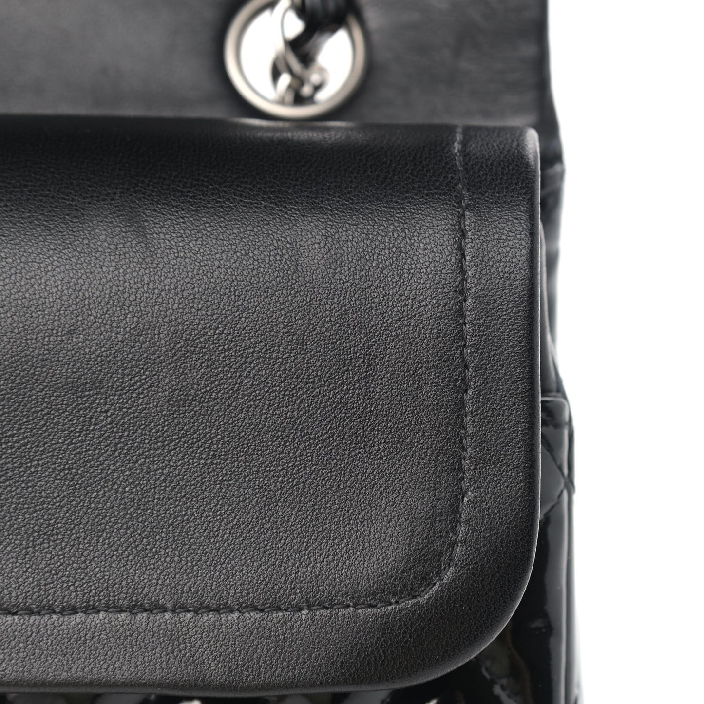 Patent Quilted Medium Double Flap Black