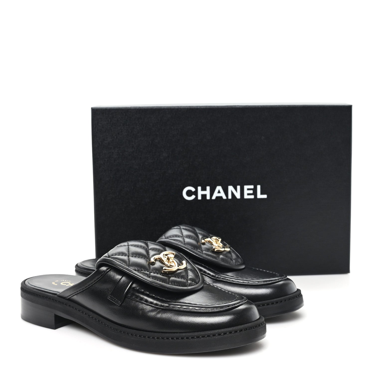 Chanel Lambskin Quilted CC Turnlock Mules 38 Black 10 of 10