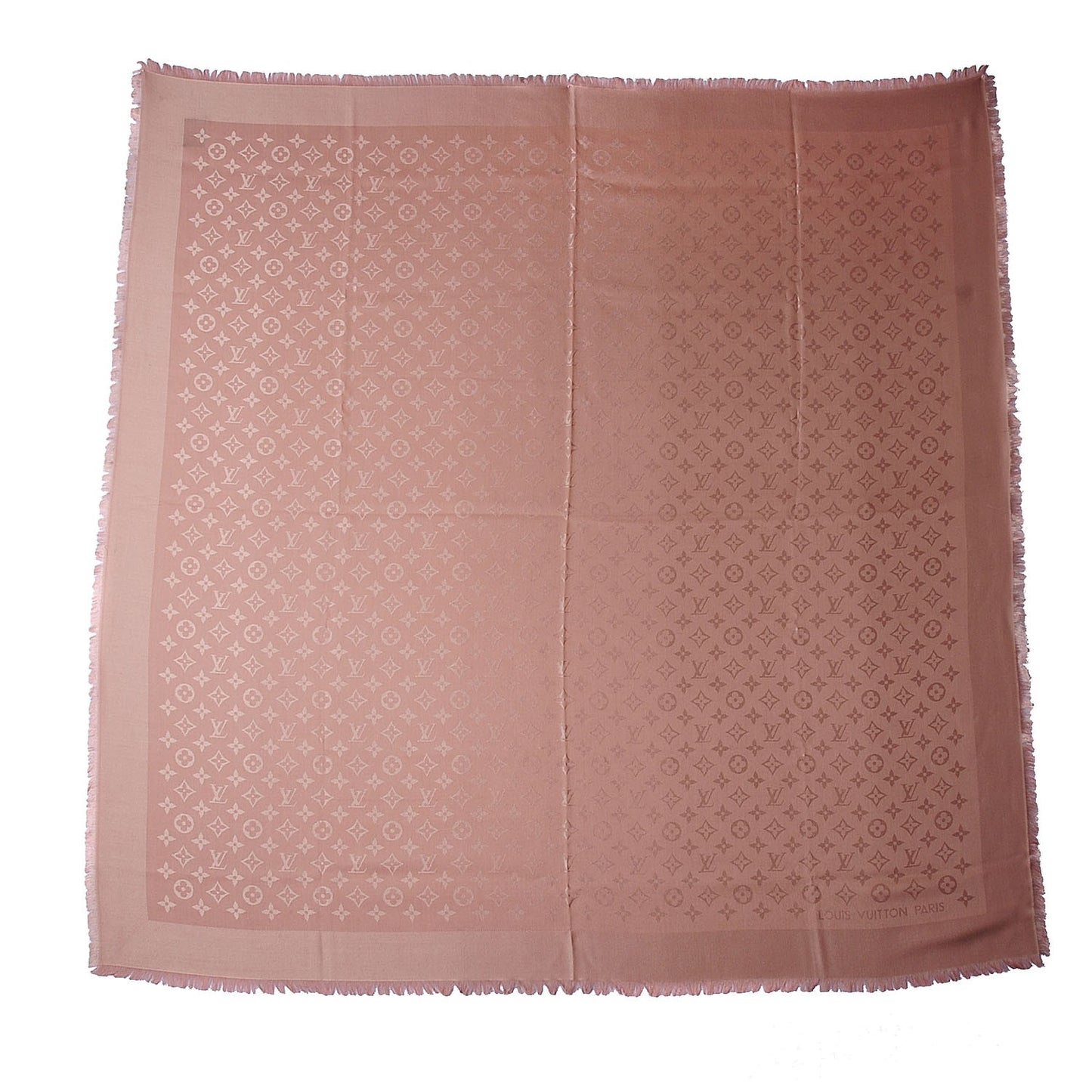 Silk Wool Monogram Denim Shawl Rose