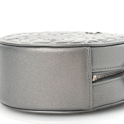 Chanel Goatskin Camellia Embossed Round Clutch With Chain Grey 10 of 11
