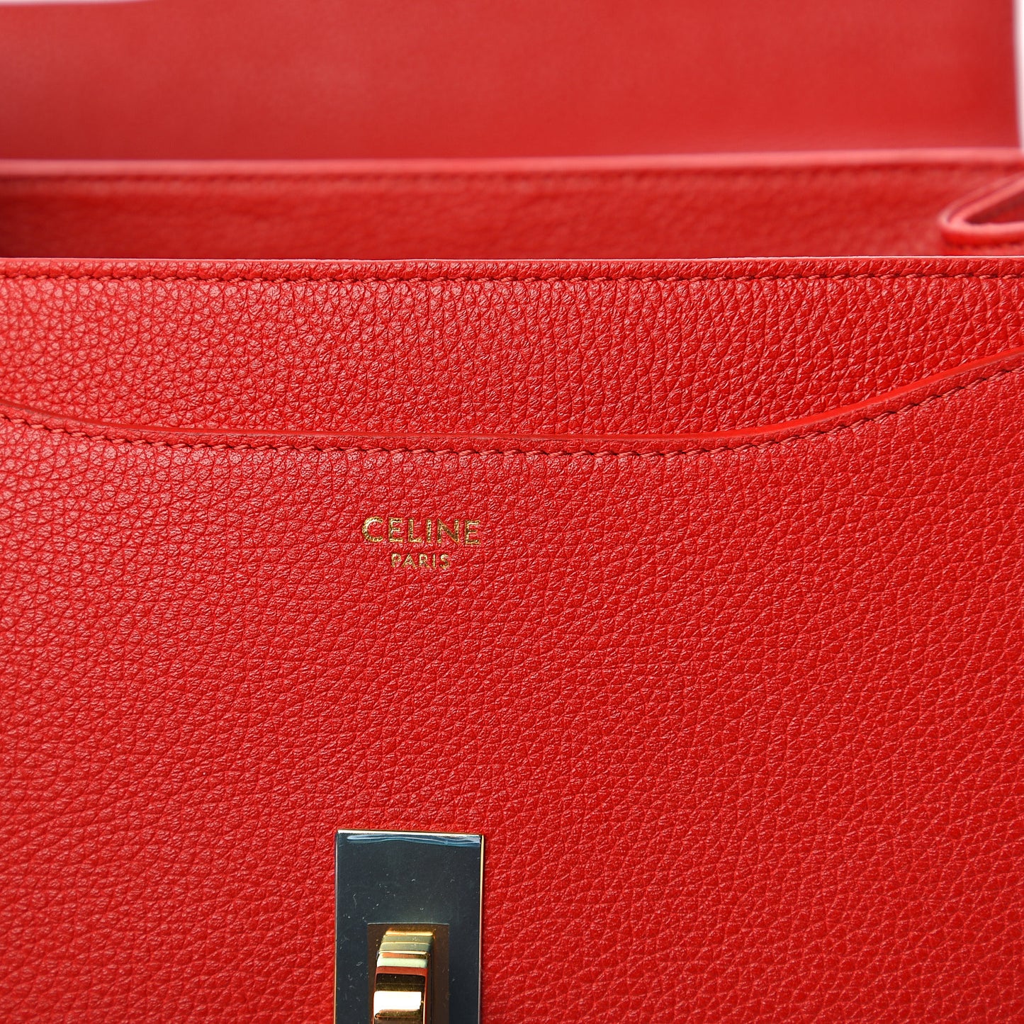 Grained Calfskin Small 16 Top Handle Bag Red
