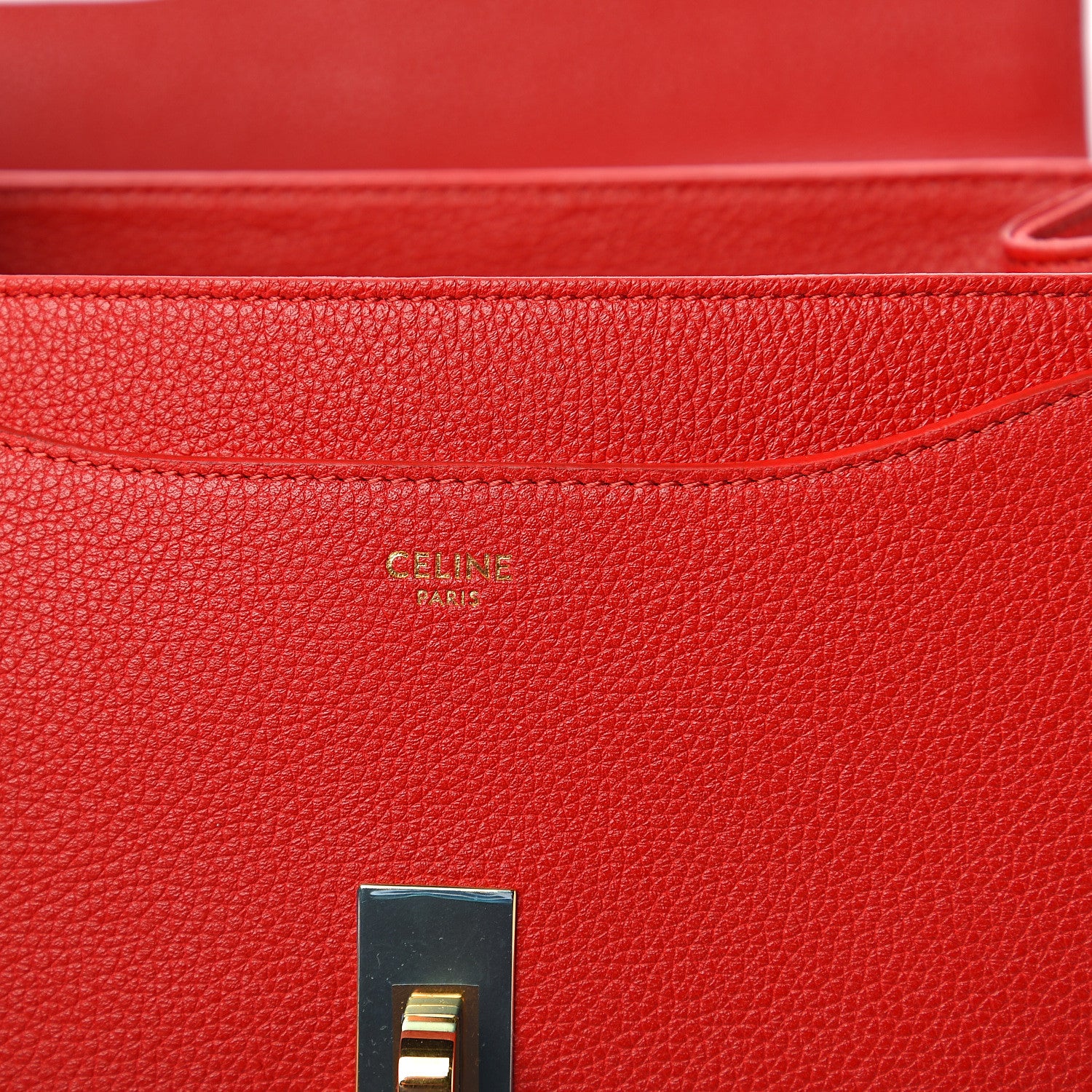 Celine Grained Calfskin Small 16 Top Handle Bag Red 6 of 9
