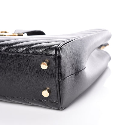 Saint Laurent Grain De Poudre Matelasse Chevron Monogram Shopping Bag Black 6 of 11