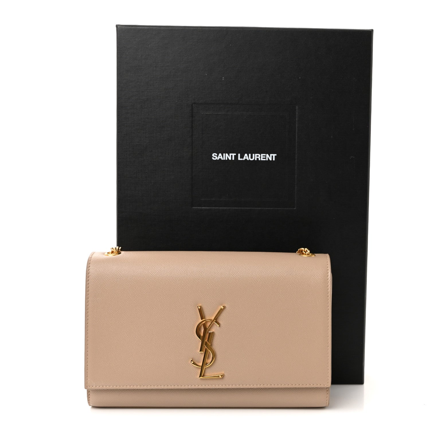 Saint Laurent Grain De Poudre Medium Monogram Kate Satchel Dark Beige 10 of 10