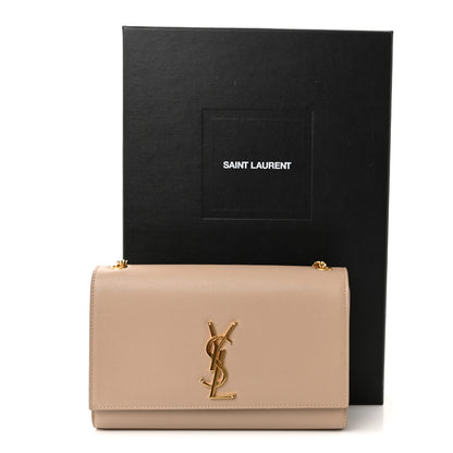 Saint Laurent Grain De Poudre Medium Monogram Kate Satchel Dark Beige 10 of 10