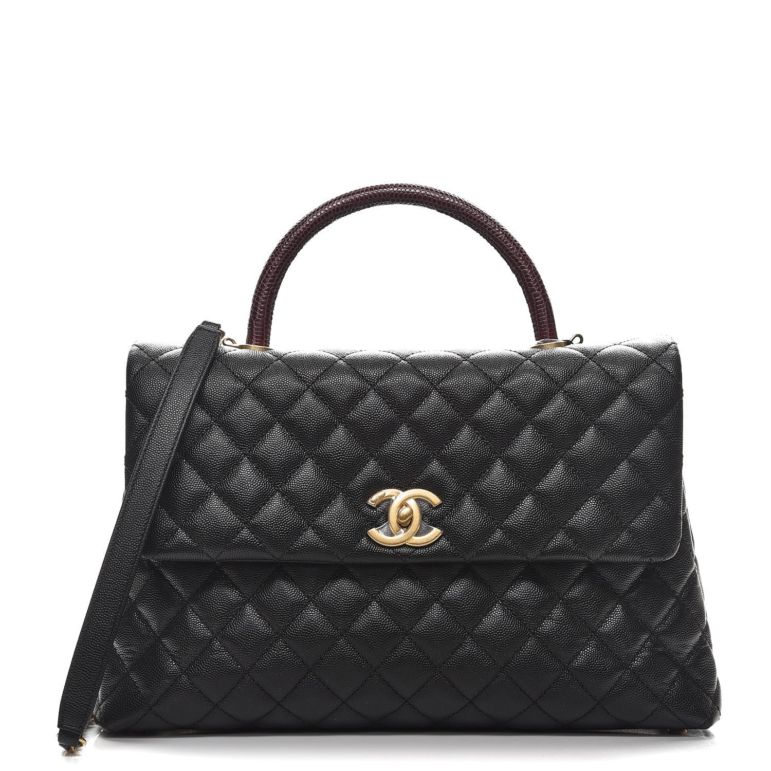 Chanel Caviar Lizard Quilted Medium Coco Handle Flap Black 1 of 9