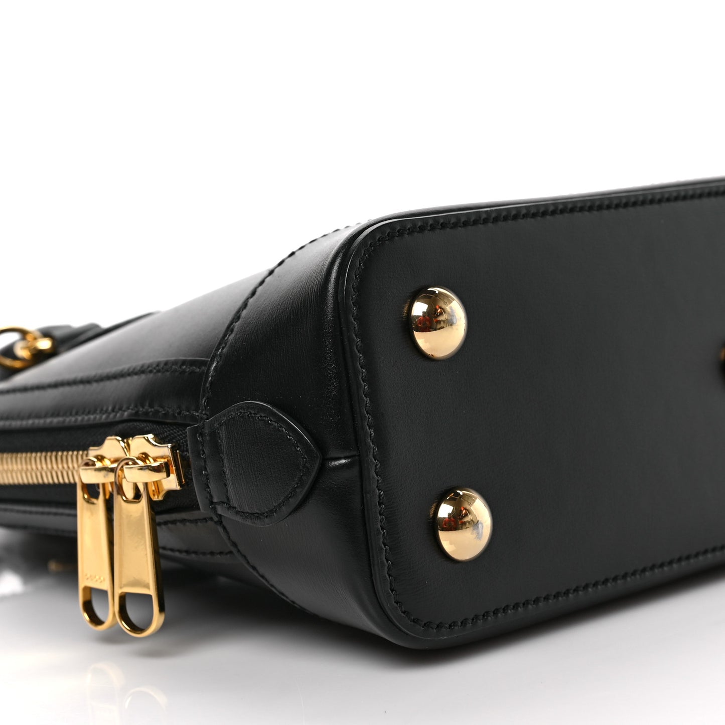 Boarded Plutone Calfskin Small Horsebit 1955 Top Handle Bag Black