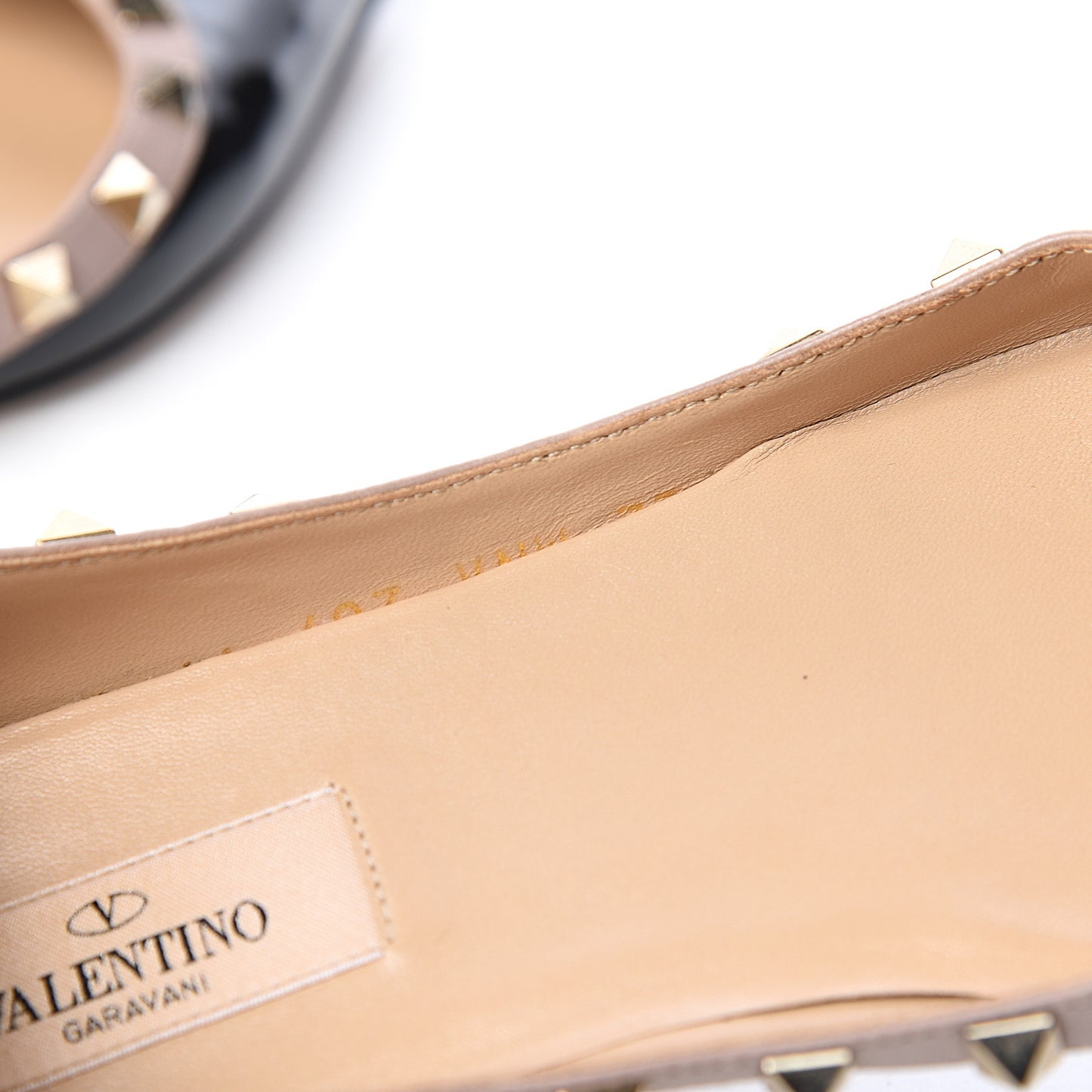 Patent Nappa Rockstud Ballerina Flats 37.5 Black Poudre