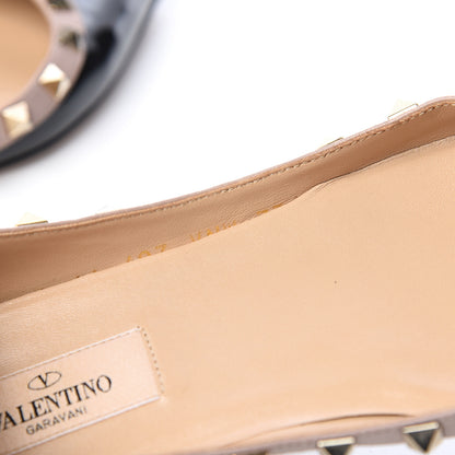 Valentino Garavani Patent Nappa Rockstud Ballerina Flats 37.5 Black Poudre 10 of 10