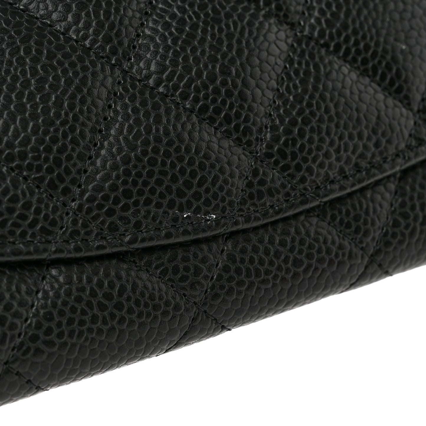 Caviar Quilted Large Gusset Flap Wallet Black