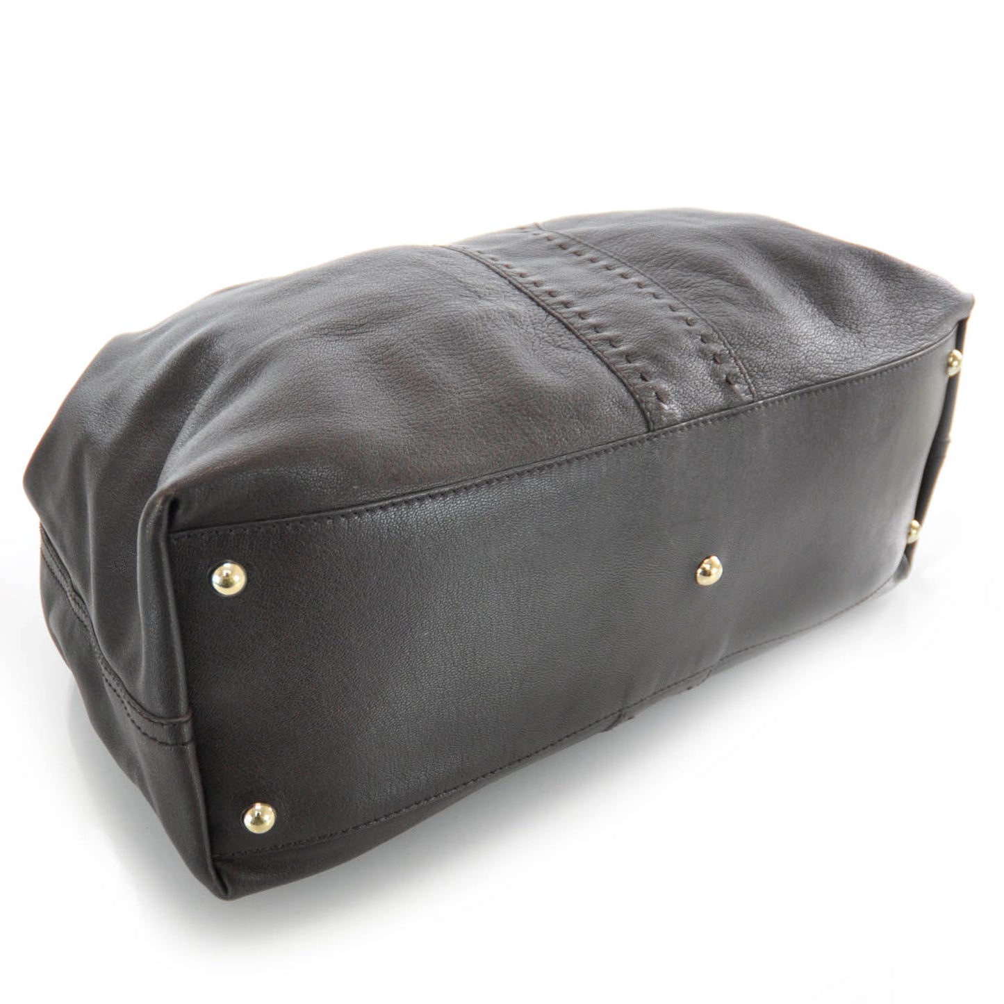 Leather Reversible Double Sac Y Tote Gold Brown