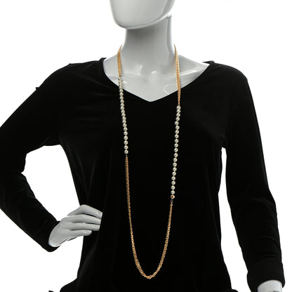 Chanel Pearl CC Multi Strand Long Necklace Light Gold 2 of 5