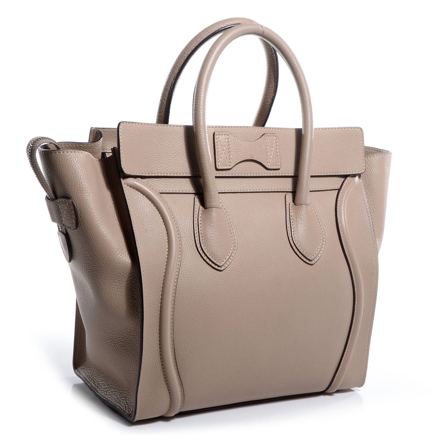 Celine Drummed Calfskin Mini Luggage Dune 3 of 9