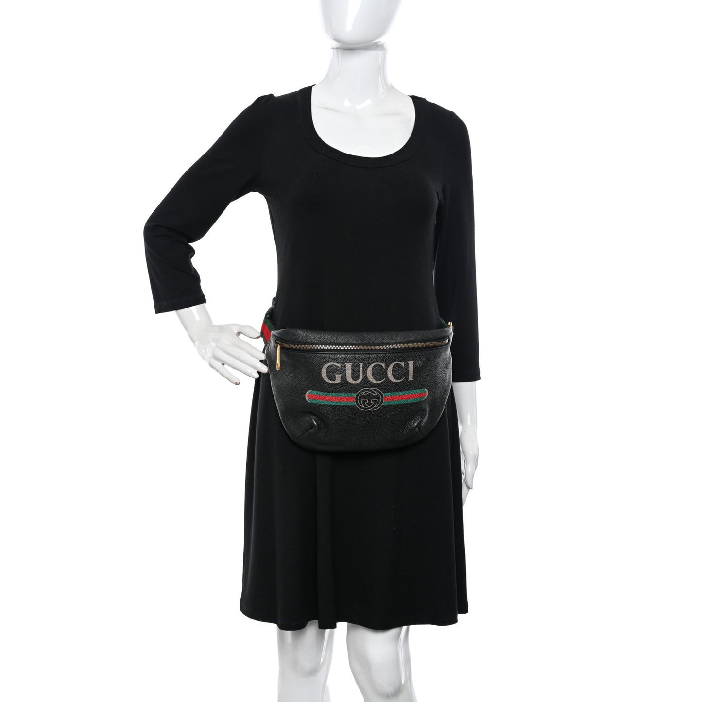 Grained Calfskin Logo Belt Bag Black