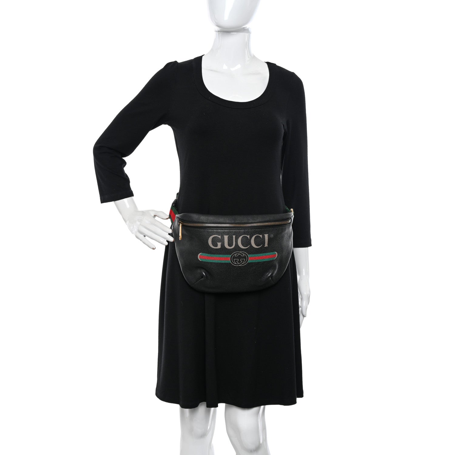 Gucci Grained Calfskin Logo Belt Bag Black 2 of 9