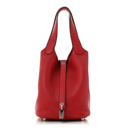 Hermes Taurillon Clemence Picotin Lock 18 PM Rouge Casaque 1 of 12