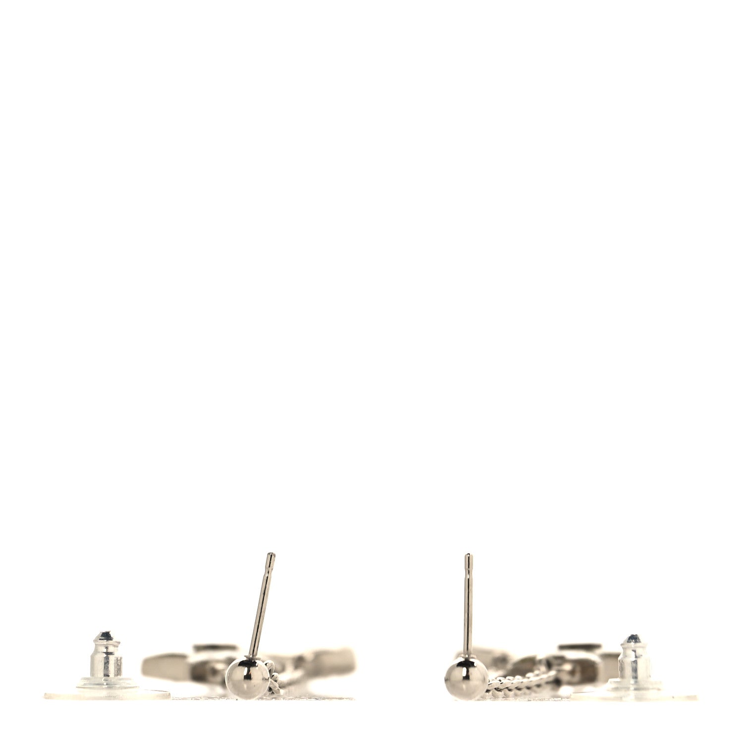Chanel Crystal CC Star Dangle Earrings Silver 3 of 4
