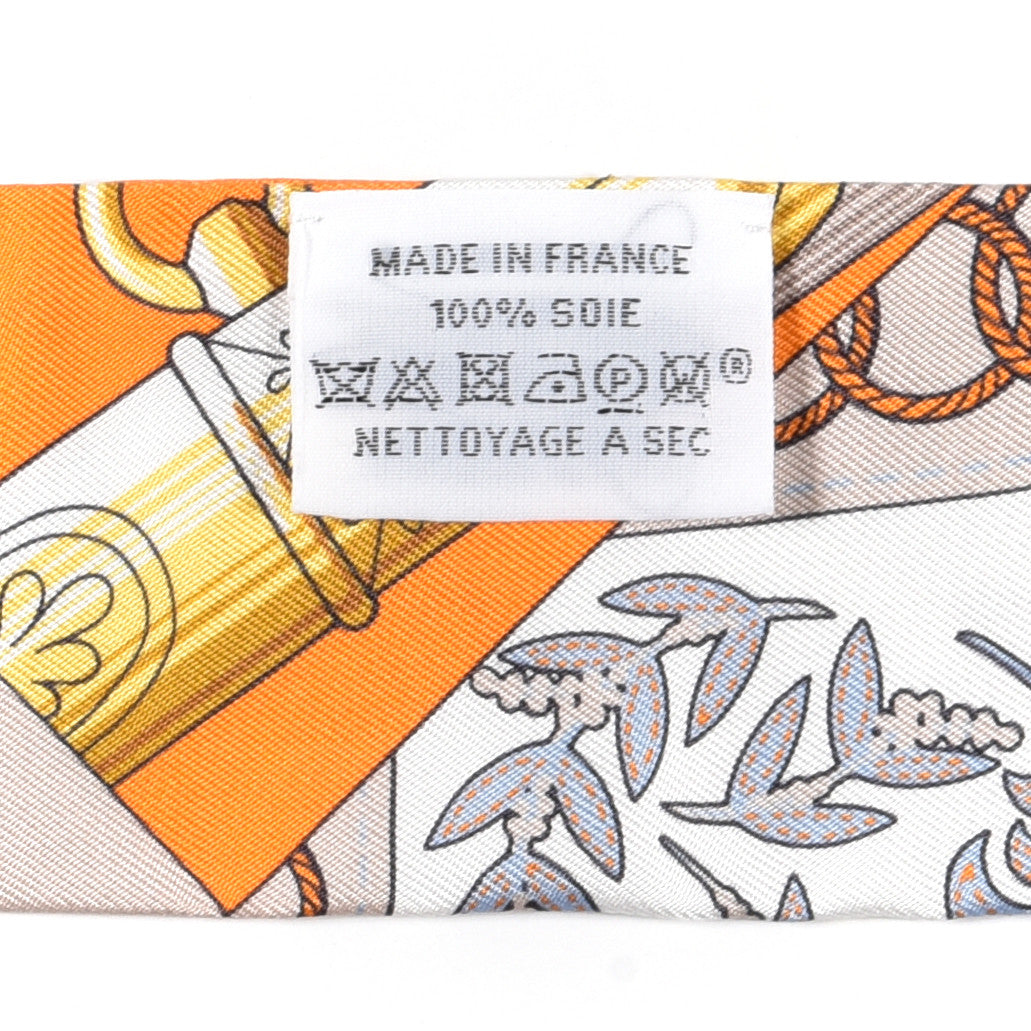 Hermes Silk Cliquetis Twilly Orange White Gold 4 of 4