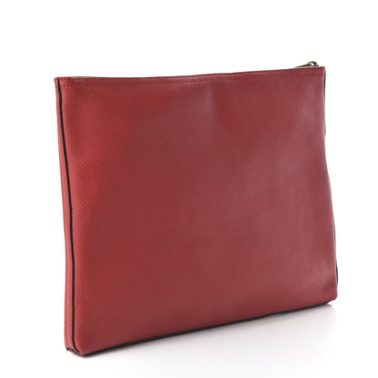Gucci Pebbled Calfskin Medium Logo Portfolio Clutch Hibiscus Red 3 of 10