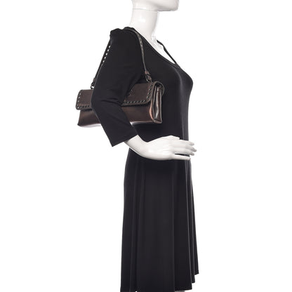 Bottega Veneta Metallic Nappa Intrecciato Eyelets Flap Shoulder Bag Matita 2 of 17