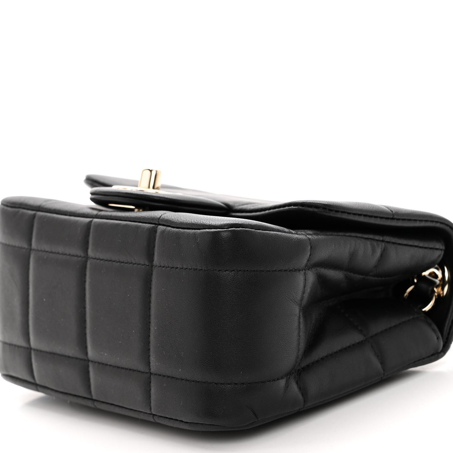 Lambskin Resin Crystal Square Quilted Mini Monacoco Flap Black