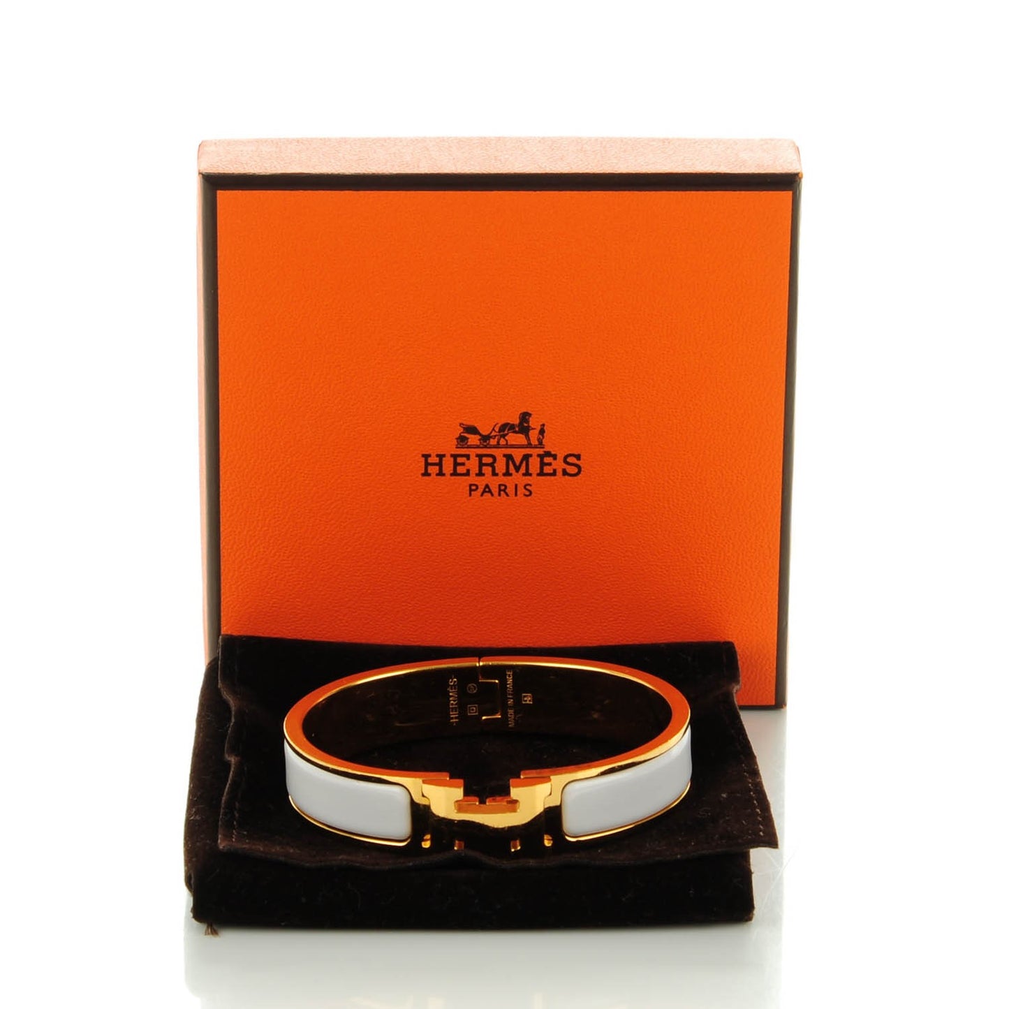 Enamel Narrow Clic Clac H Bracelet PM White