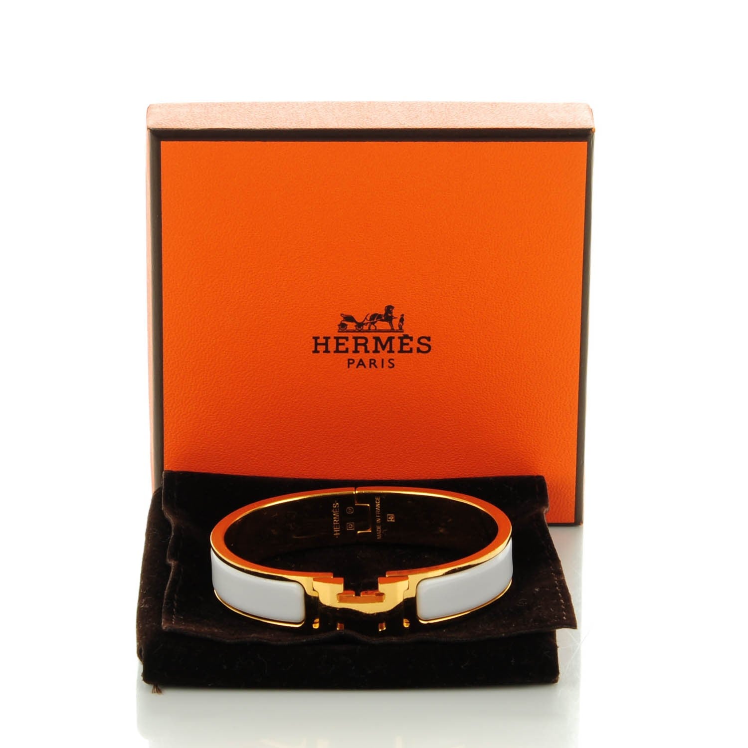 Hermes Enamel Narrow Clic Clac H Bracelet PM White 5 of 5