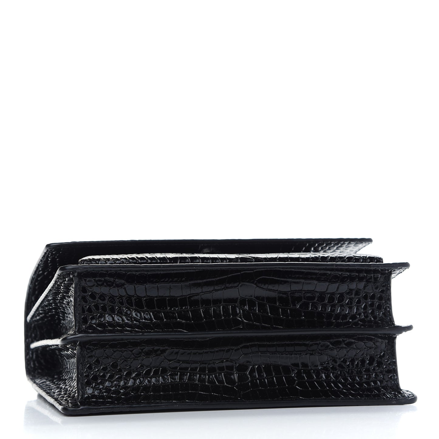 Calfskin Crocodile Embossed Medium Monogram Sunset Black