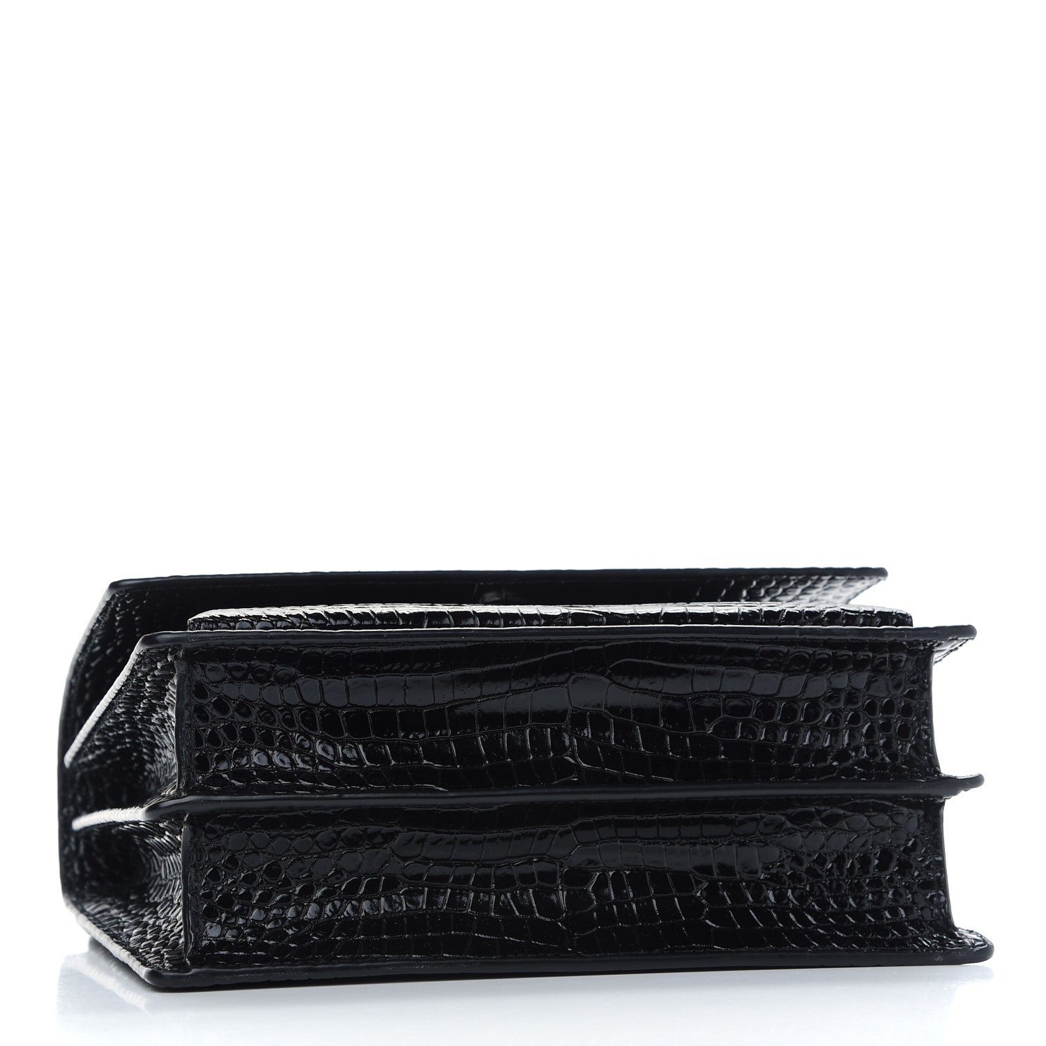 Saint Laurent Calfskin Crocodile Embossed Medium Monogram Sunset Black 4 of 8