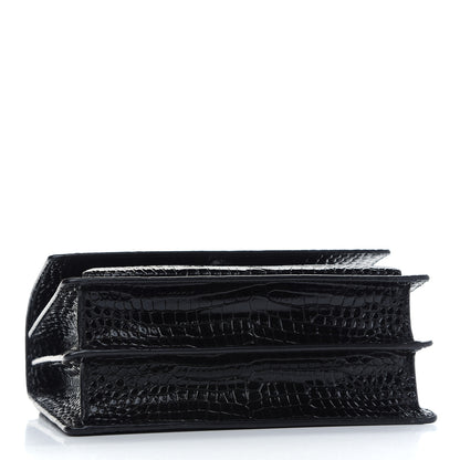 Saint Laurent Calfskin Crocodile Embossed Medium Monogram Sunset Black 4 of 8